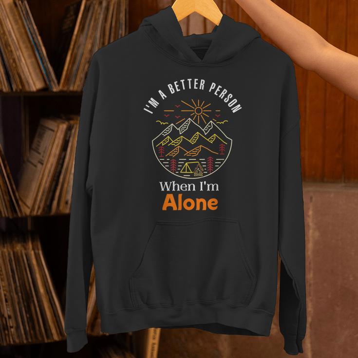 Camping Alone Meme Campfire Introvert Camper Unisex Hoodie