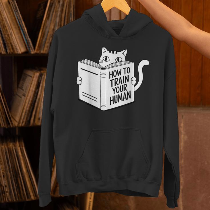 Cat Book Humor How To Train Your Human Unisex Hoodie