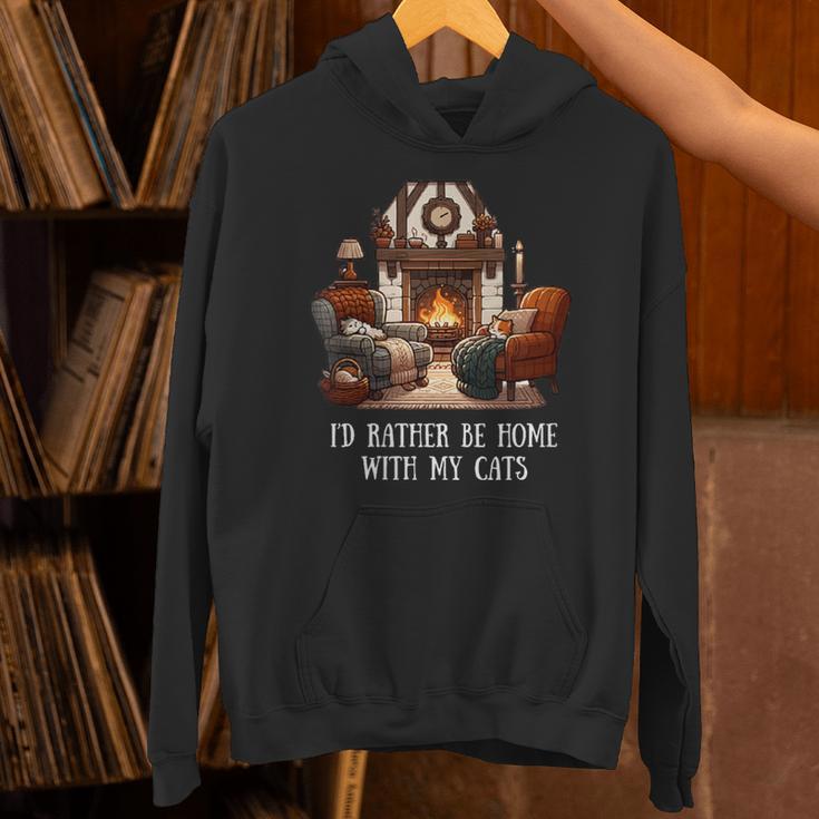 Cat Lover I'd Rather Be Home With My Cats Introvert Cozy Unisex Hoodie Cat Lover I'd Rather Be Home With My Cats Introvert Cozy Unisex Hoodie