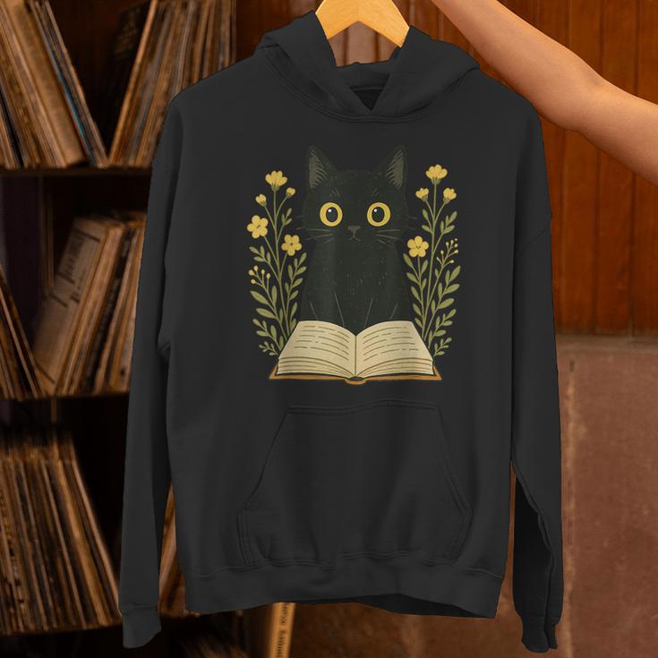 Cat Reading Book Flowers Unisex Hoodie