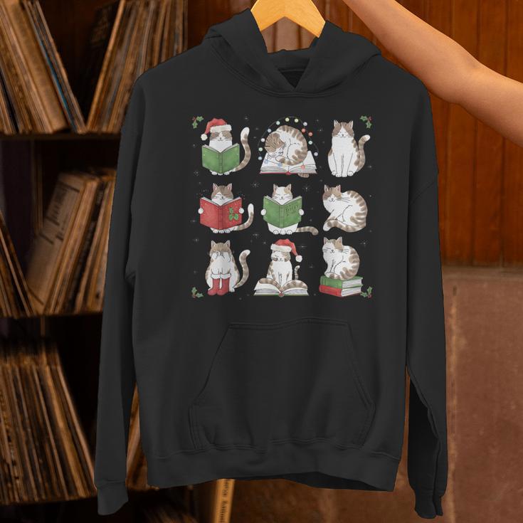 Cat Reading Book Funny Christmas Cat Book Lover Librarian Men Women Kids Unisex Hoodie