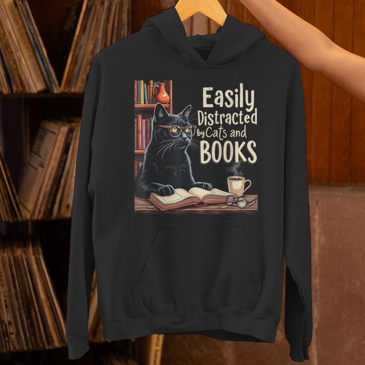 Cats And Books Book & Cat Lover Easily Distracted By Unisex Hoodie