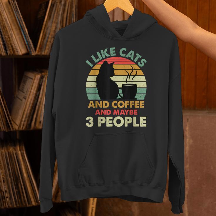 Cats Coffee & 3 People Tee Cute Font Introvert Humor Unisex Hoodie Cats Coffee & 3 People Tee Cute Font Introvert Humor Unisex Hoodie