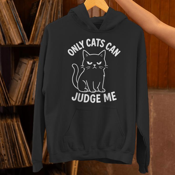 Only Cats Can Judge Me Sarcastic Cat Lover Introverts Unisex Hoodie