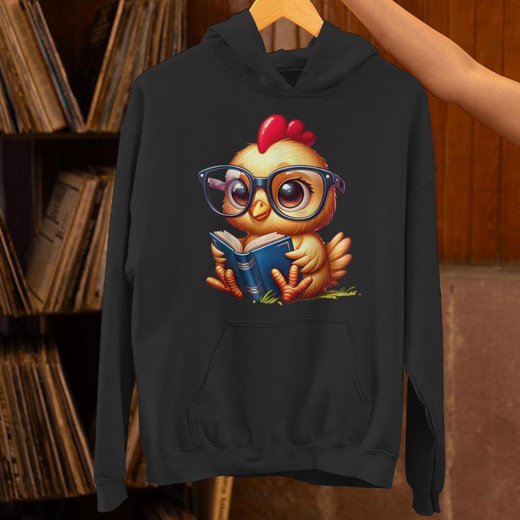 Chicken Reading a Book Farm Animal Chick Unisex Hoodie