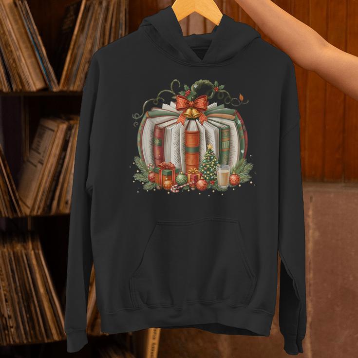 Christmas Book Pumpkin Reading Holiday Lovers Teacher Unisex Hoodie