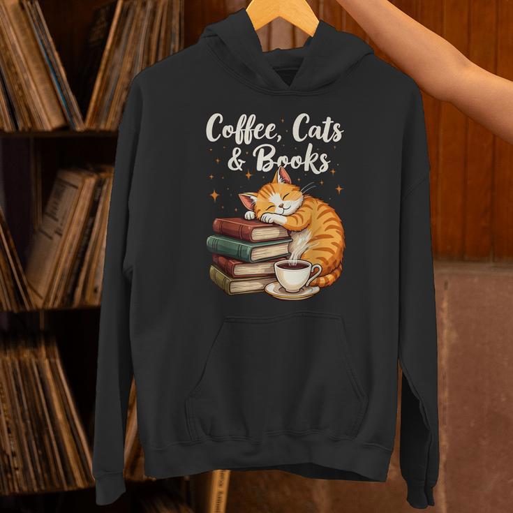 Coffee Cats & Books Lover For Women & Girls Coffee Unisex Hoodie