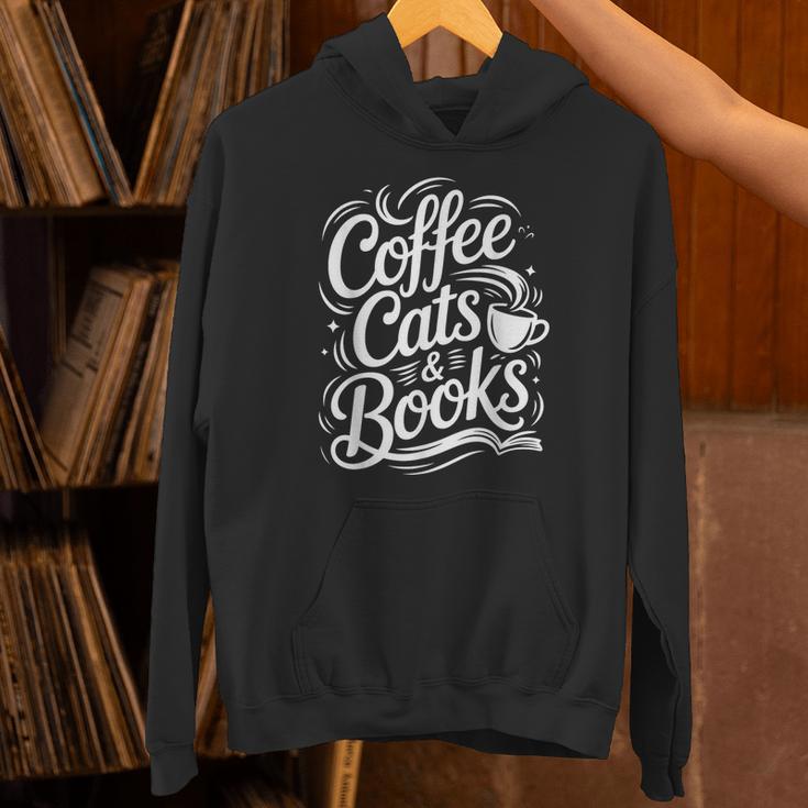 Coffee Cats & Books Reading Book Lover Reader Unisex Hoodie Coffee Cats & Books Reading Book Lover Reader Unisex Hoodie