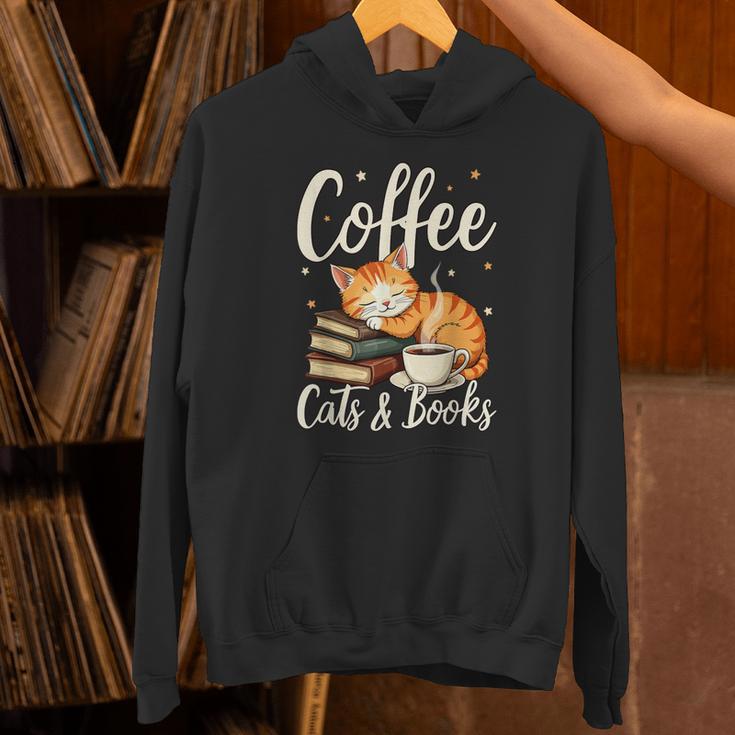 Coffee Cats And Books Lover For Women & Men Coffee Unisex Hoodie