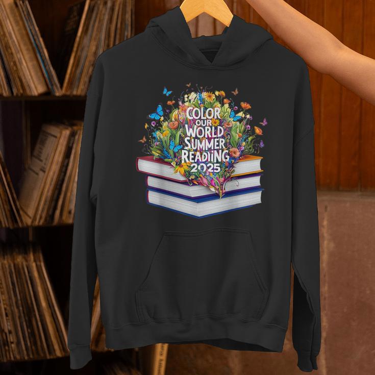 Color Our World Summer Reading 2025 Cute Book Wildflowers Unisex Hoodie