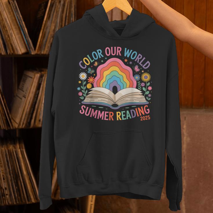 Color Our World Summer Reading 2025 Rainbow Art Book Unisex Hoodie