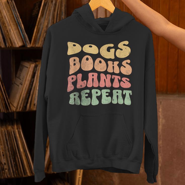 Colorful Dogs Books Plants Repeat Unisex Hoodie