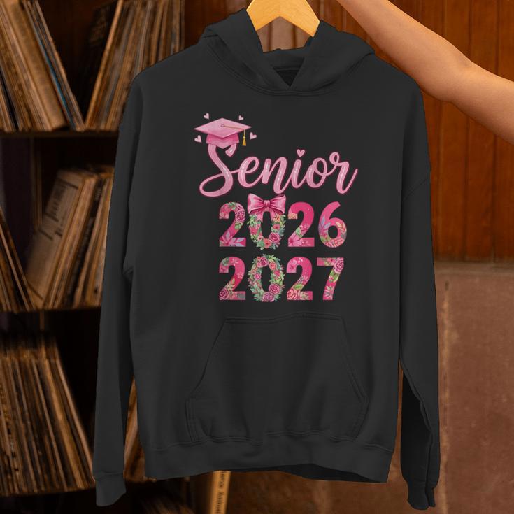 Coquette Pink Bow Flowers Senior 2026 2027 Graduation Unisex Hoodie