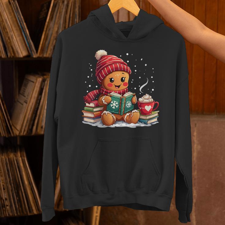 Cozy Gingerbread Christmas Reading Book Xmas Snowflakes Fall Unisex Hoodie