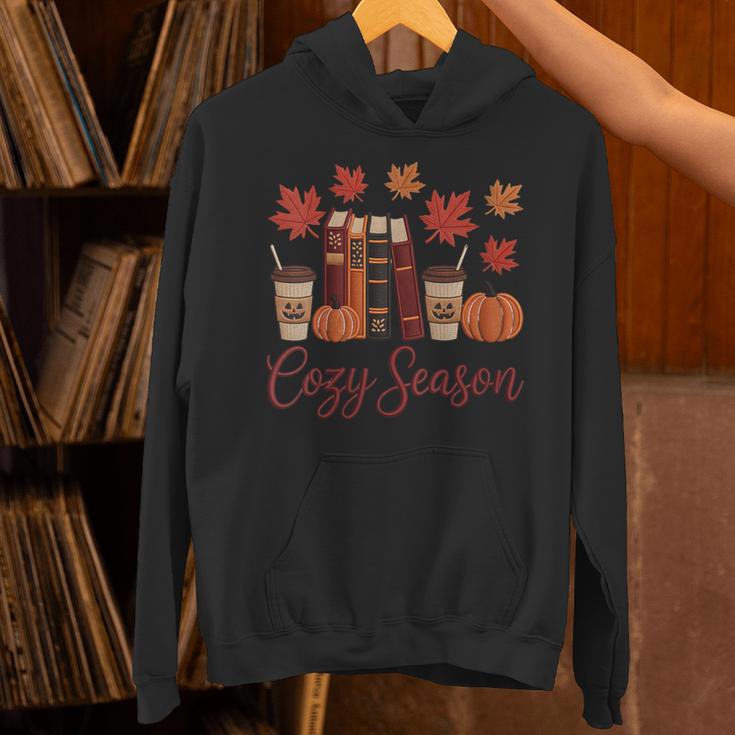 Cozy Season Autumn Leaves Books Pumpkins Fall Halloween Unisex Hoodie