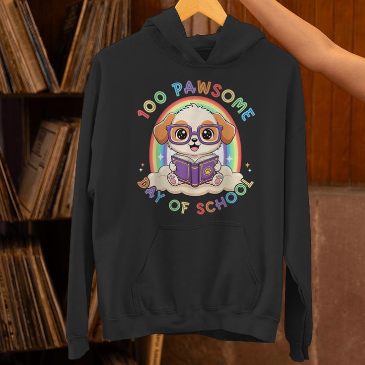 Cute 100th Day Of School 100 Days Dog Reading Book Rainbow Unisex Hoodie