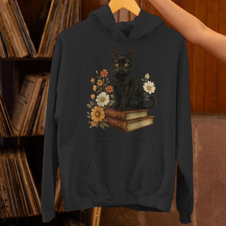 Cute Cat Book Flowers Unisex Hoodie