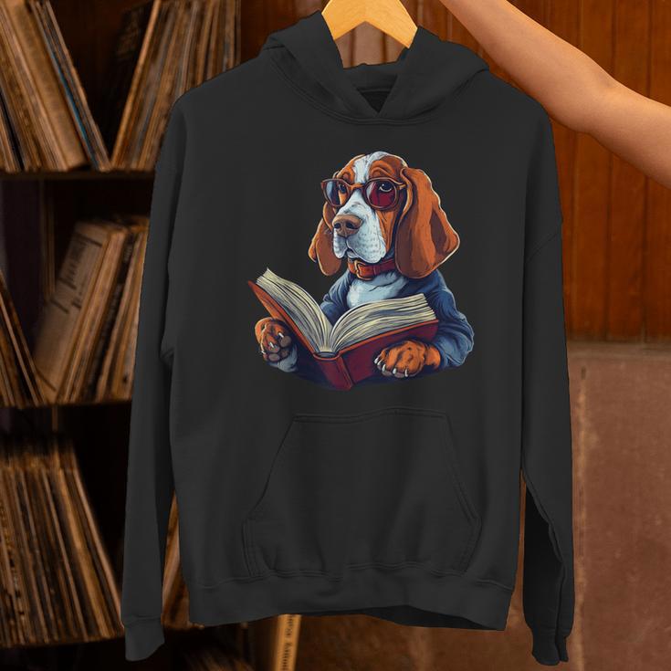 Cute Dog Basset Hound Reading Book Unisex Hoodie Cute Dog Basset Hound Reading Book Unisex Hoodie
