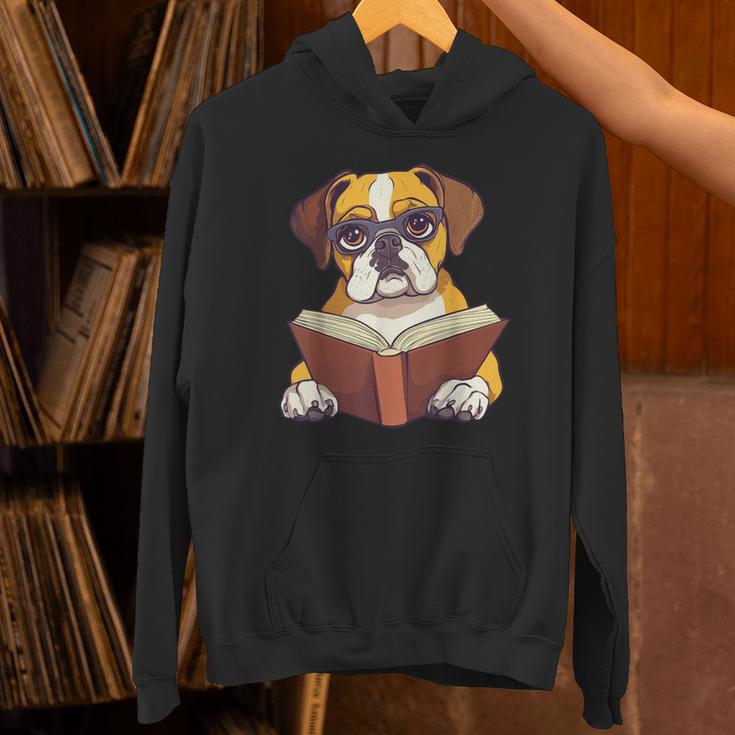 Cute Dog Boxer Reading Book Unisex Hoodie Cute Dog Boxer Reading Book Unisex Hoodie
