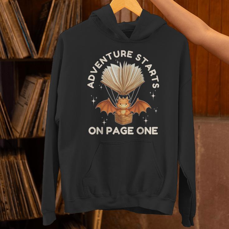 Cute Dragon Book Hot Air Balloon Adventure Fantasy Reading Unisex Hoodie Cute Dragon Book Hot Air Balloon Adventure Fantasy Reading Unisex Hoodie