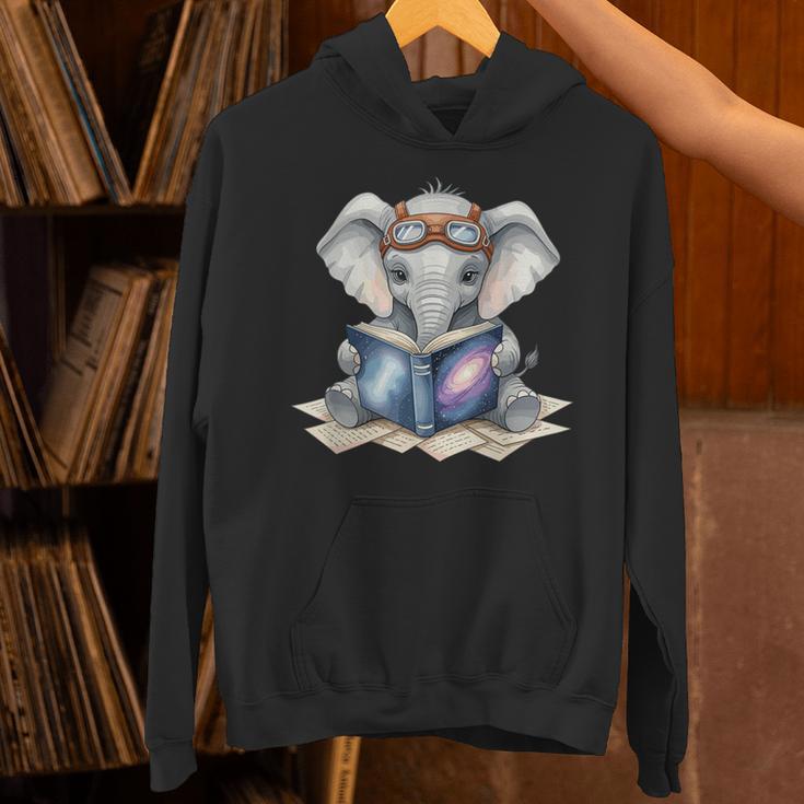 Cute Elephant Reading Universe Book Unisex Hoodie