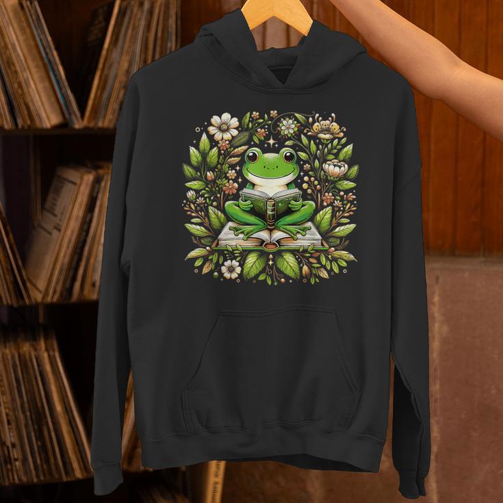Cute Floral Frog Book Reading Unisex Hoodie Cute Floral Frog Book Reading Unisex Hoodie