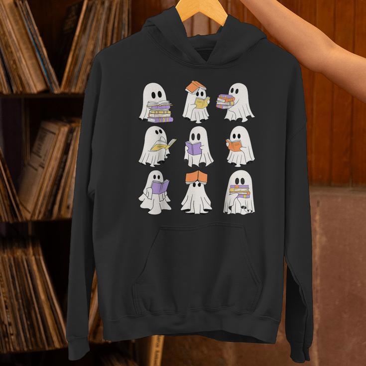 Cute Ghost Reading Books Teacher Halloween Reading Men Women Kids Unisex Hoodie