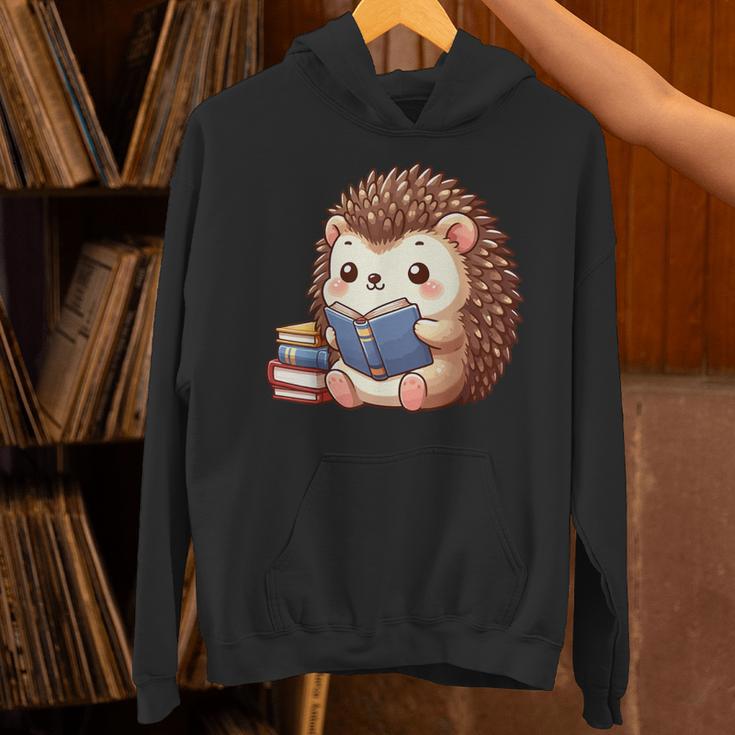 Cute Hedgehog Book Lover Readers Animal Reading Unisex Hoodie