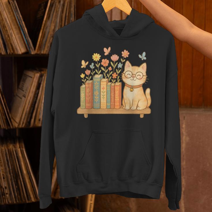 Cute Kawaii Cat Books Flowers Unisex Hoodie