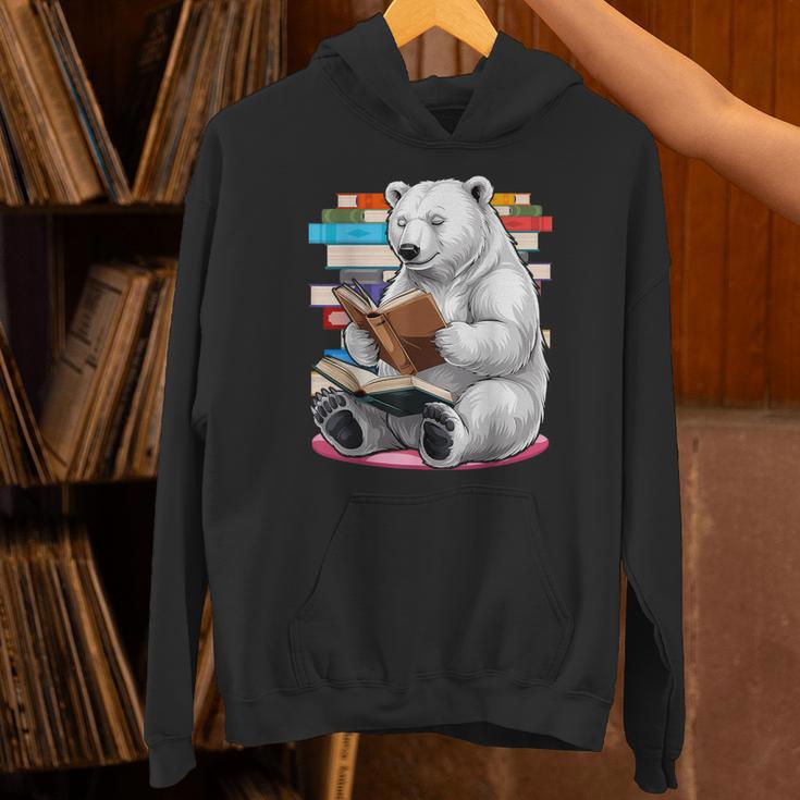 Cute Polar Bear Is Reading a Book Reading Polar Bear Unisex Hoodie