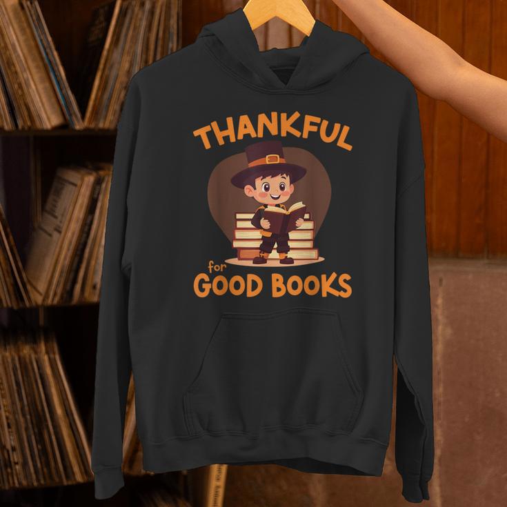 Cute Thanksgiving Teacher Librarian Thankful Reading Books Unisex Hoodie
