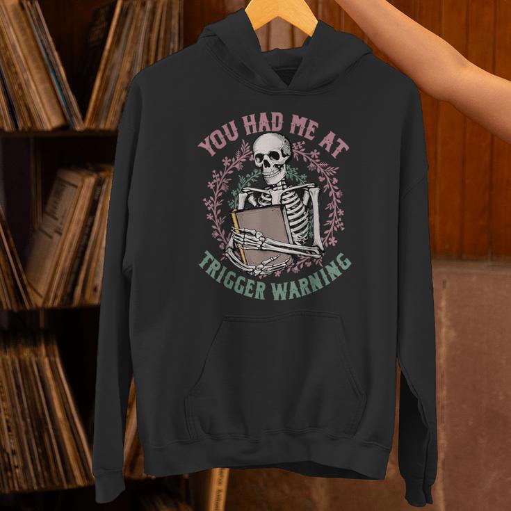 Dark Romance Had Me At Trigger Warning Skeleton Smutt Book Unisex Hoodie
