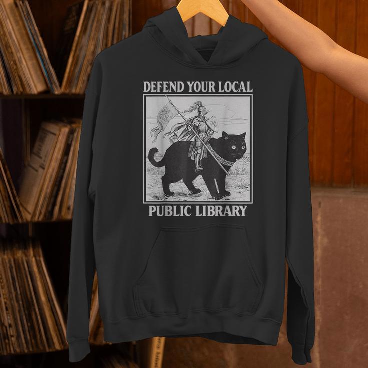 Defend Your Local Library Knight Cat Rider Book Lover Unisex Hoodie Defend Your Local Library Knight Cat Rider Book Lover Unisex Hoodie