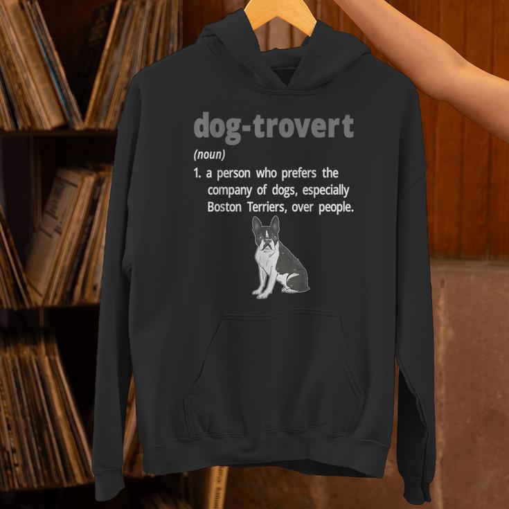 Dog-Trovert Boston Terrier Humor Definition Introvert Unisex Hoodie