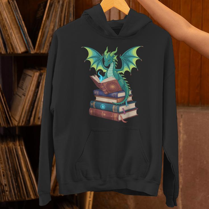 Dragon Reading Books Fantasy Lovers Mythical Creatures Unisex Hoodie
