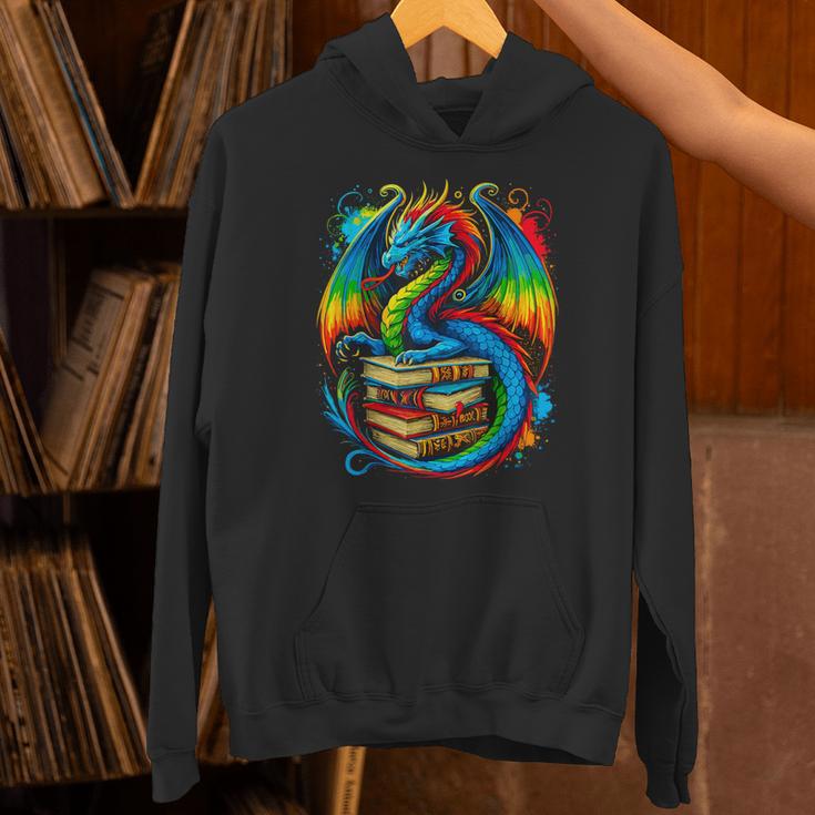 Dragon Reading Colorful Fantasy Book Lover Unisex Hoodie