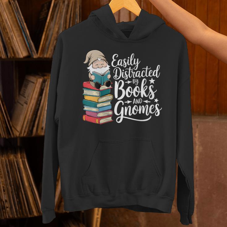 Easily Distracted By Books And Gnomes Unisex Hoodie