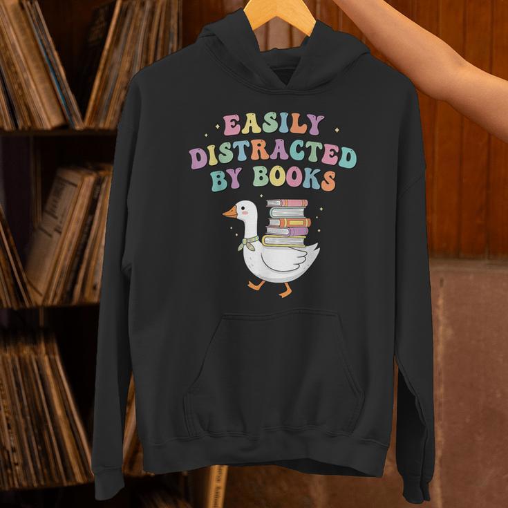 Easily Distracted By Books Silly-Goose Bookish Library Read Unisex Hoodie
