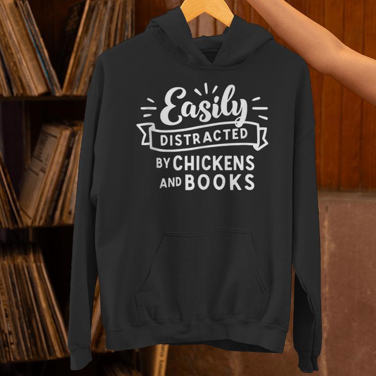 Easily Distracted By Chickens And Books Farm Unisex Hoodie Easily Distracted By Chickens And Books Farm Unisex Hoodie