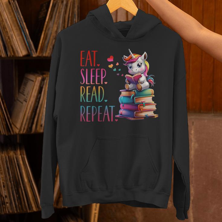 Eat Sleep Read Repeat Unicorn Read Book Reading Lovers Kids Unisex Hoodie