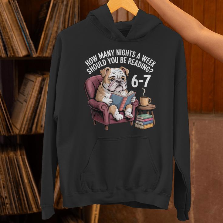 English Bulldog Dog Reading Book 67 Six Seven Meme Unisex Hoodie