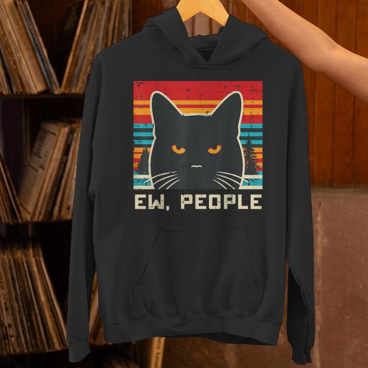 Ew People Cat Saying Introvert Women Men Kids Unisex Hoodie