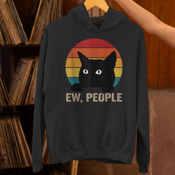Ew People Introvert Cat Lover Cat Lady Vintage Unisex Hoodie