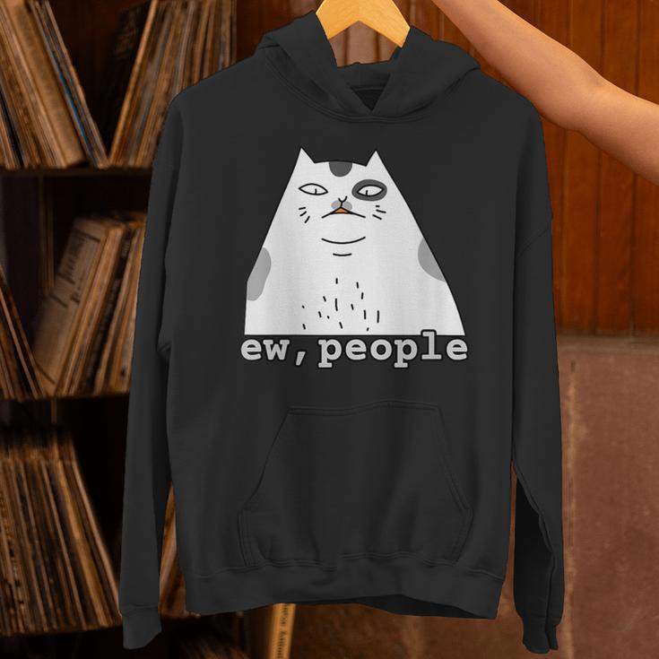Ew People Introvert Sayings Sarcastic Cat Quote Unisex Hoodie
