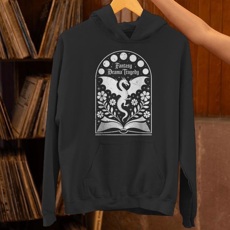Fantasy Drama Tragedy Dragon Book Magic Gothic Moon Phases Unisex Hoodie Fantasy Drama Tragedy Dragon Book Magic Gothic Moon Phases Unisex Hoodie