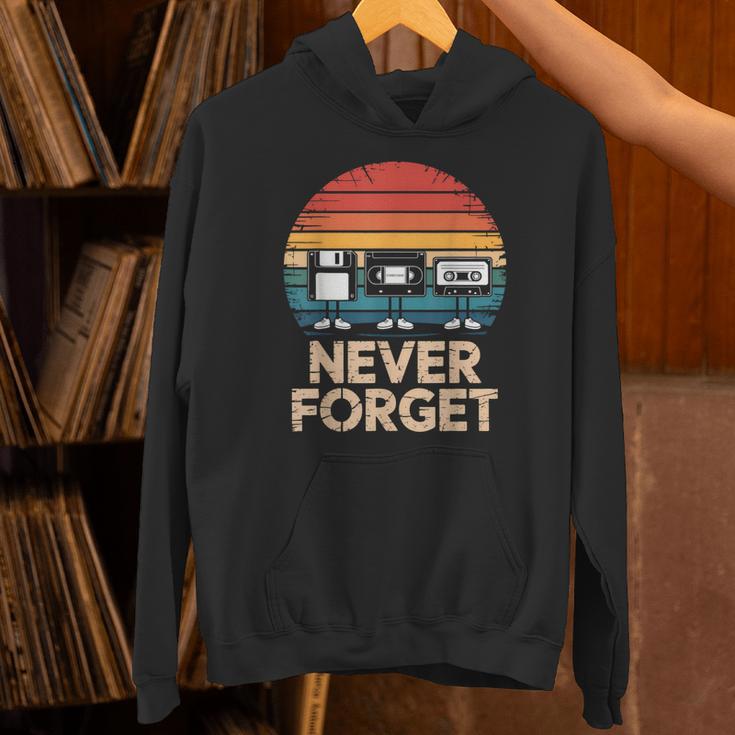 Floppy VHS Cassette Never Forget Retro 80s 90s Nostalgia Unisex Hoodie