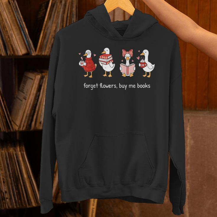 Forget Flowers Buy Me Books Valentine Goose Book Lover Unisex Hoodie Forget Flowers Buy Me Books Valentine Goose Book Lover Unisex Hoodie