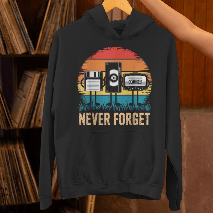 Never Forget Retro 80s 90s Floppy VHS Cassette Nostalgia Unisex Hoodie