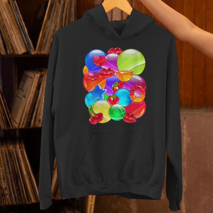 Frutiger Aero Aesthetic Tech Orb Pattern Heart Cherry Lips Unisex Hoodie