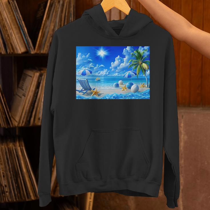 Frutiger Aero Beach Y2k Aesthetic Palm Tree Sand Ocean Unisex Hoodie